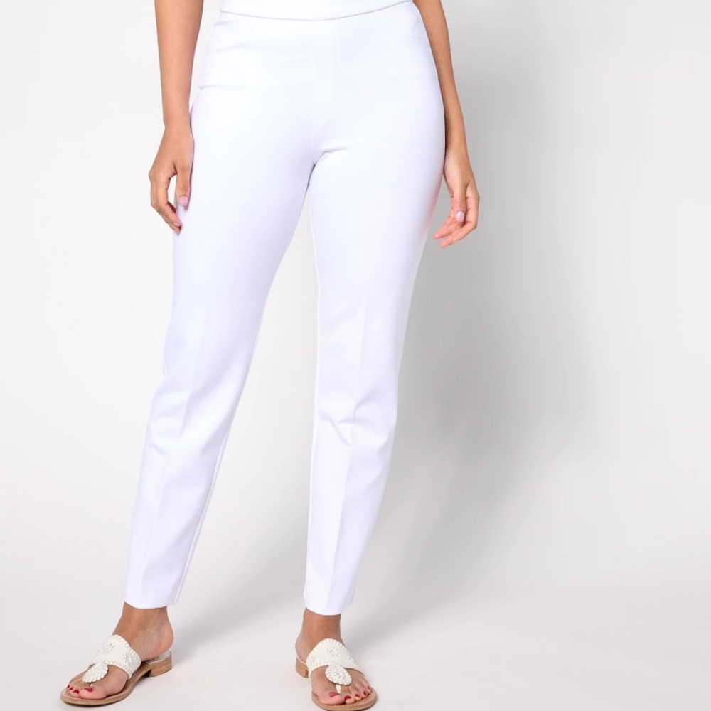Susan Graver Women's Classic White Straight Leg Pants